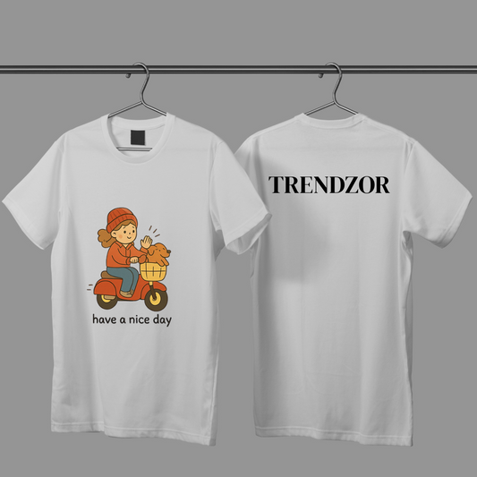 "Have a Nice Day" Girl on Scooter Graphic Tee – Trendzor Edition