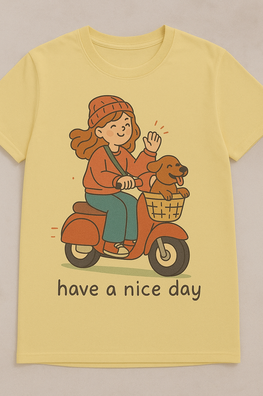 "Have a Nice Day" Girl on Scooter Graphic Tee – Trendzor Edition