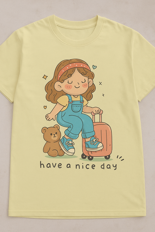 "Have a Nice Day" Cute Travel Girl Graphic Tee – Trendzor Exclusive